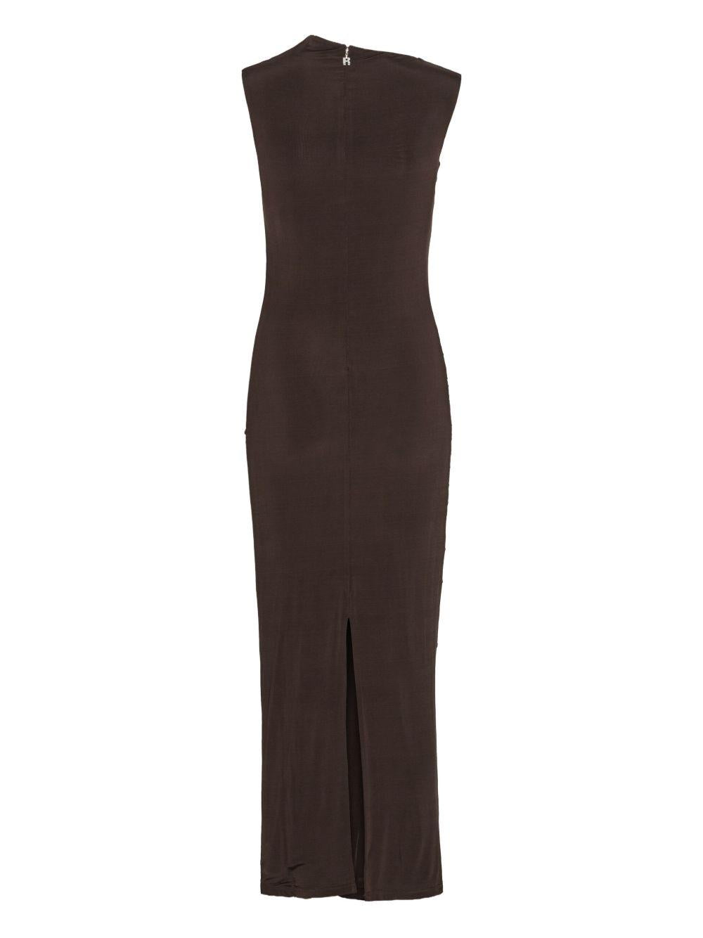 Abito midi con ruches in marrone Rotate holiday - donna 