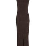 Abito midi con ruches in marrone Rotate holiday - donna 