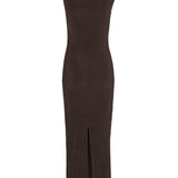 Abito midi con ruches in marrone Rotate holiday - donna 