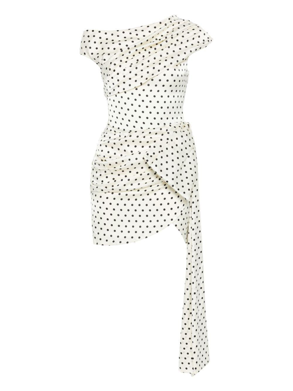 Abito corto a pois drappeggiato in AVORIO Self-Portrait - donna 