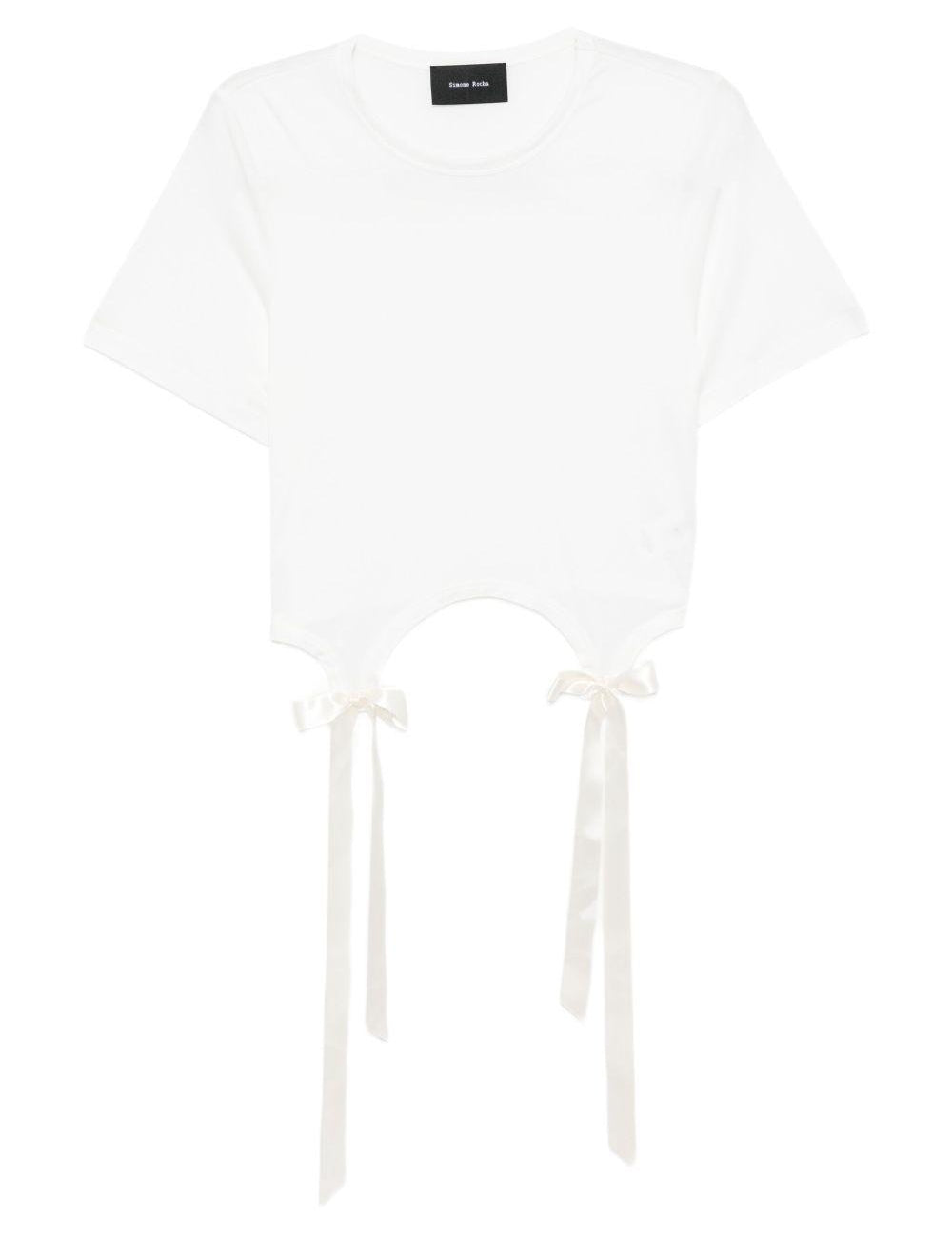 T-shirt con fiocchi in bianco Simone Rocha - donna 