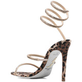 Sandalo juniper con stampa animalier rene caovilla - donna 