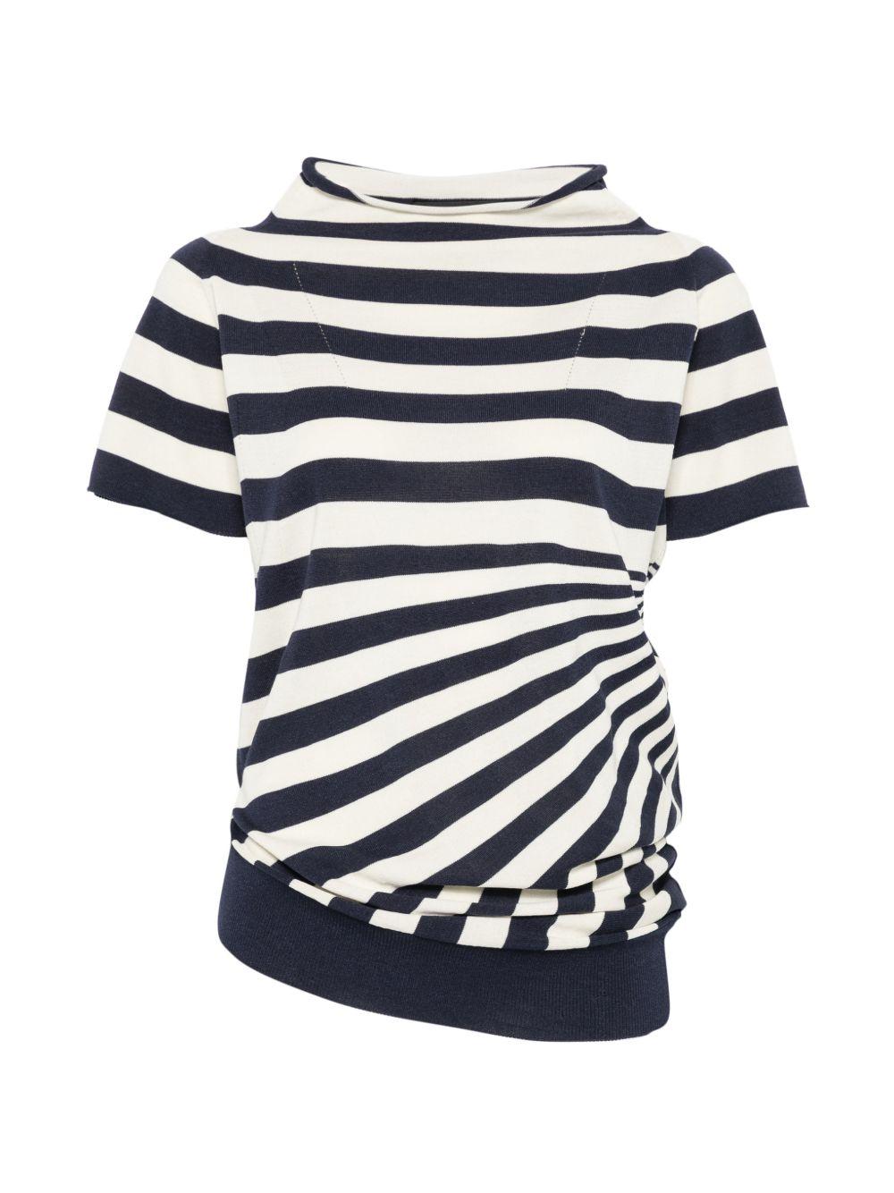 T-shirt a righe in bianco e blu Junya watanabe - donna 