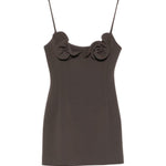 Abito mini con fiori applicati in marrone Magda Butrym - donna 