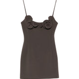 Abito mini con fiori applicati in marrone Magda Butrym - donna 