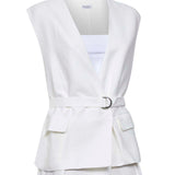 Abito midi con scollo a V in bianco Brunello cucinelli - donna 
