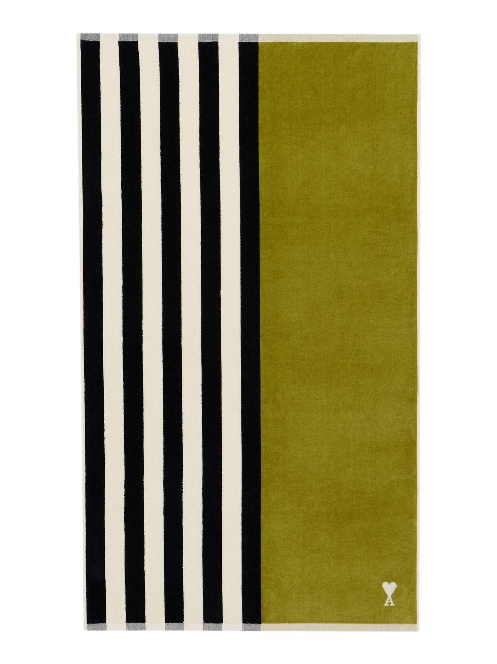 Asciugamano jacquard ami de coeur in bianco e verde Ami paris - unisex 