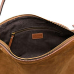 Borsa a spalla wally in pelle scamosciata in marrone Staud - donna 