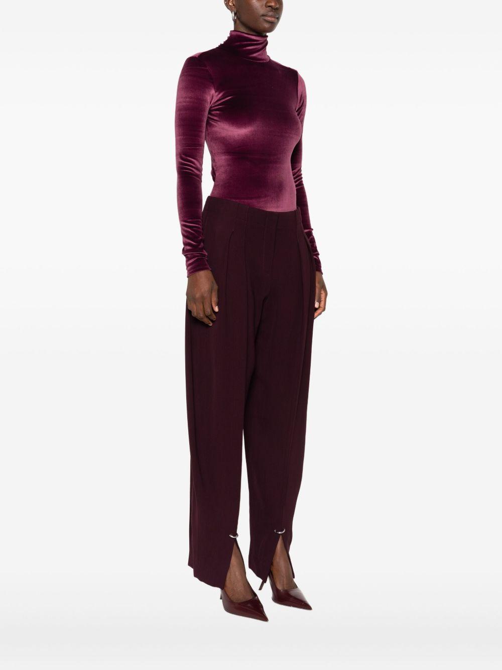 Body in velluto a collo alto in bordeaux Mugler - donna 