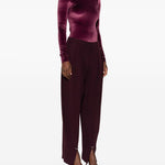 Body in velluto a collo alto in bordeaux Mugler - donna 