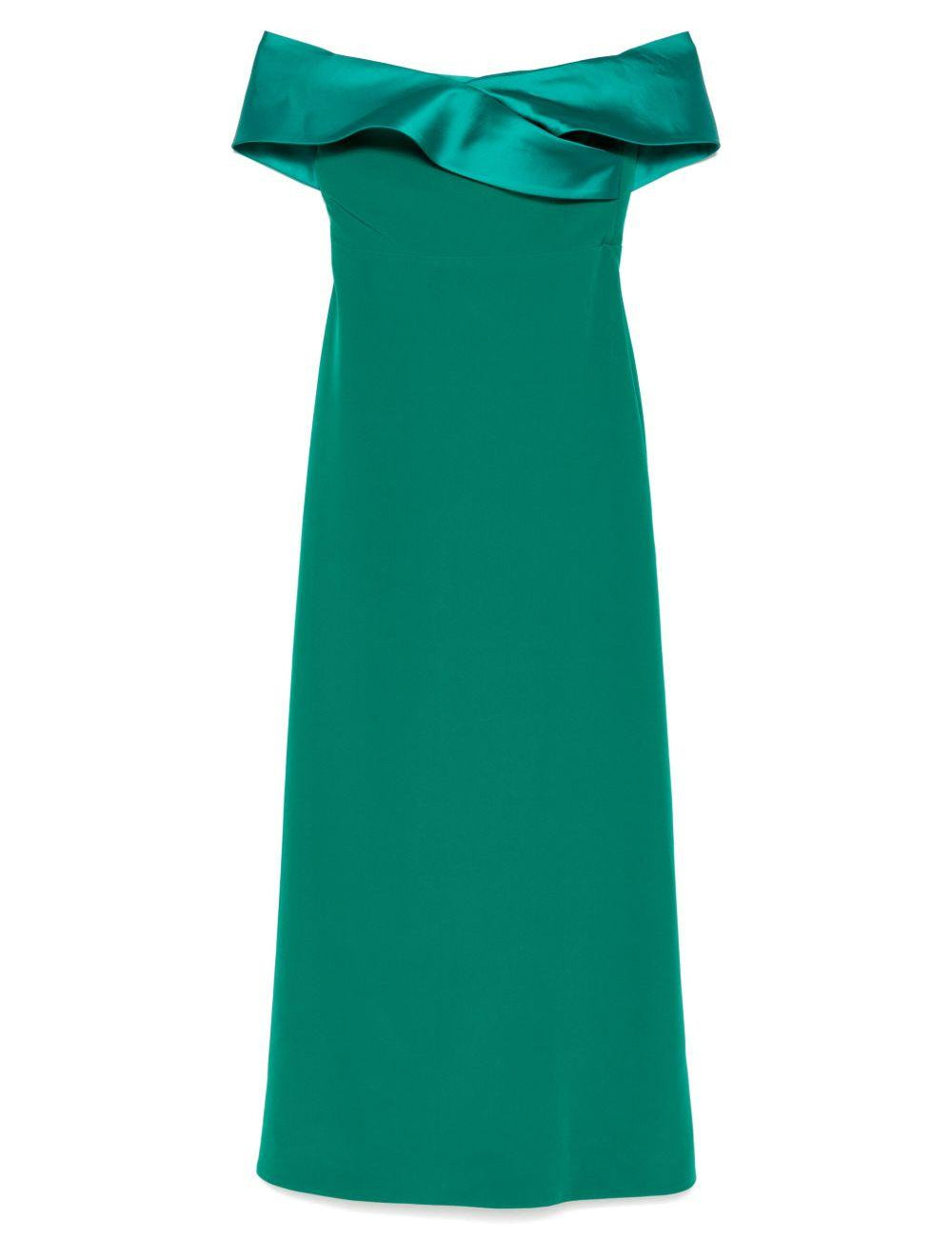 Abito lungo con scollo asimmetrico in verde Rhea Costa - donna 