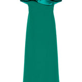 Abito lungo con scollo asimmetrico in verde Rhea Costa - donna 