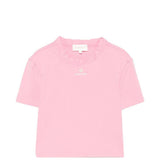 T-shirt con bordi arricciati e logo ricamato in rosa Shushu/tong - donna 