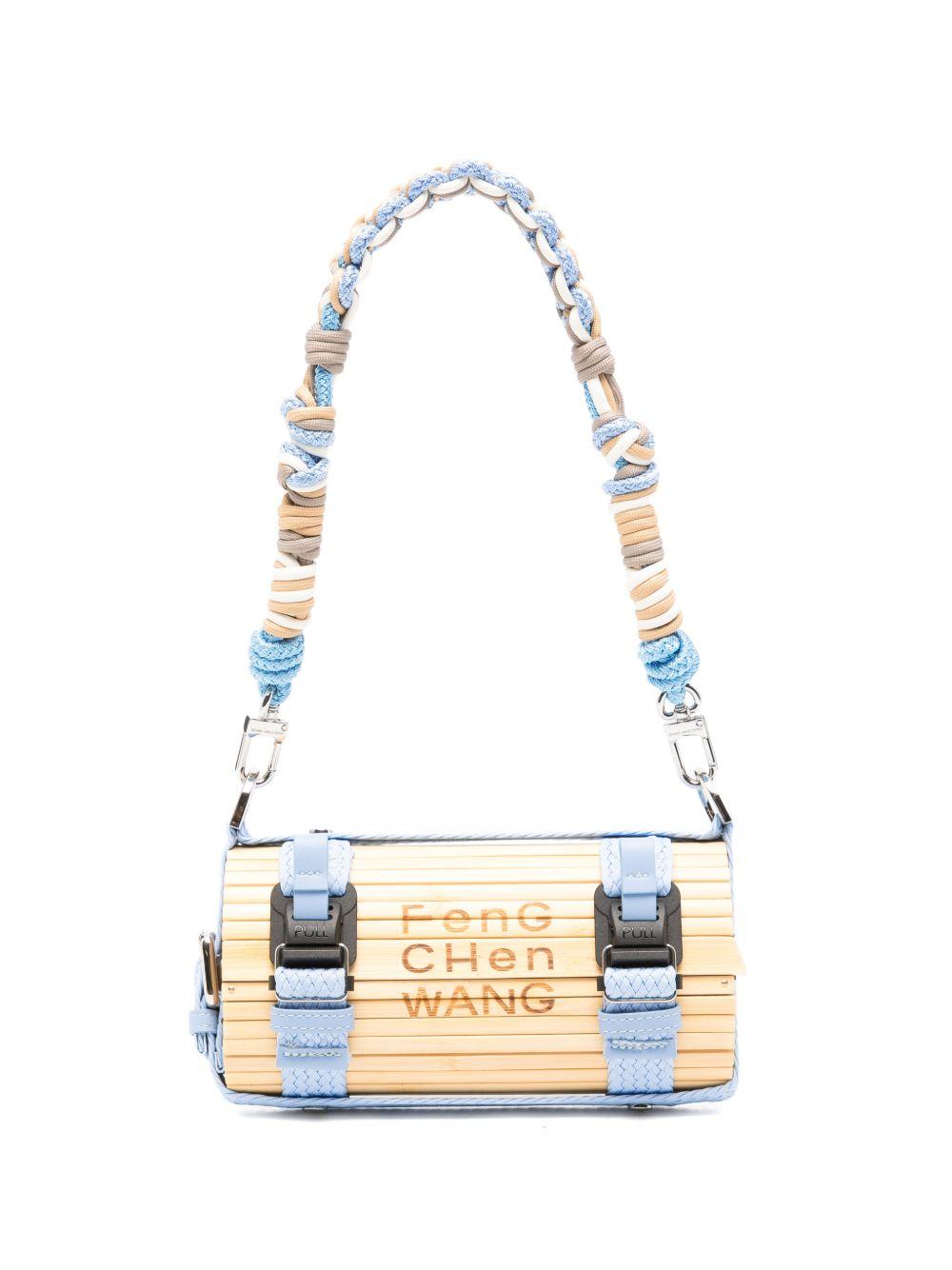 Borsa in bambù con tracolla intrecciata rimovibile in beige e celeste Feng chen wang - unisex 