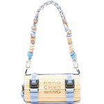 Borsa in bambù con tracolla intrecciata rimovibile in beige e celeste Feng chen wang - unisex 