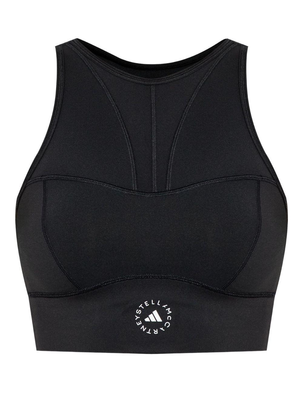 Top sportivo con logo in nero Adidas by stella mc cartney - donna 