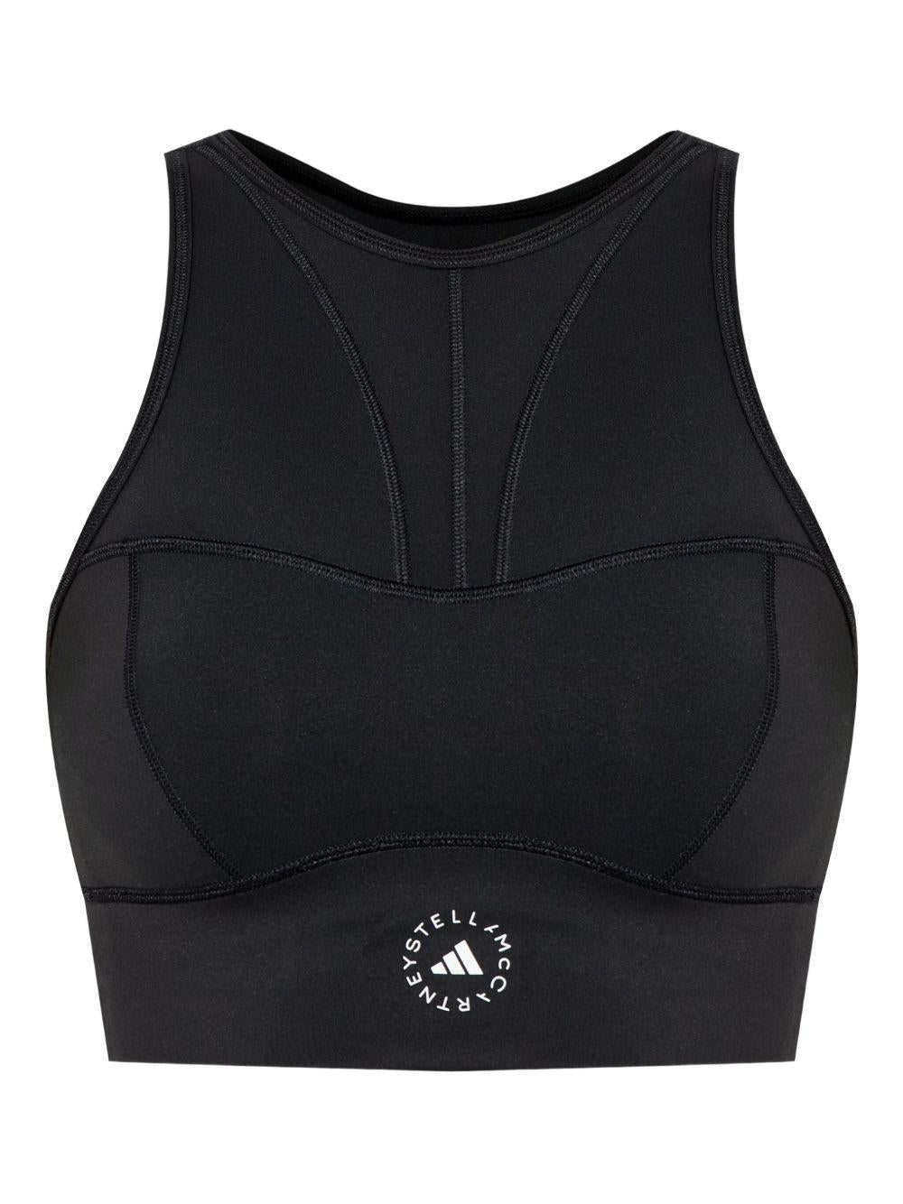 Top sportivo con logo in nero Adidas by stella mc cartney - donna 