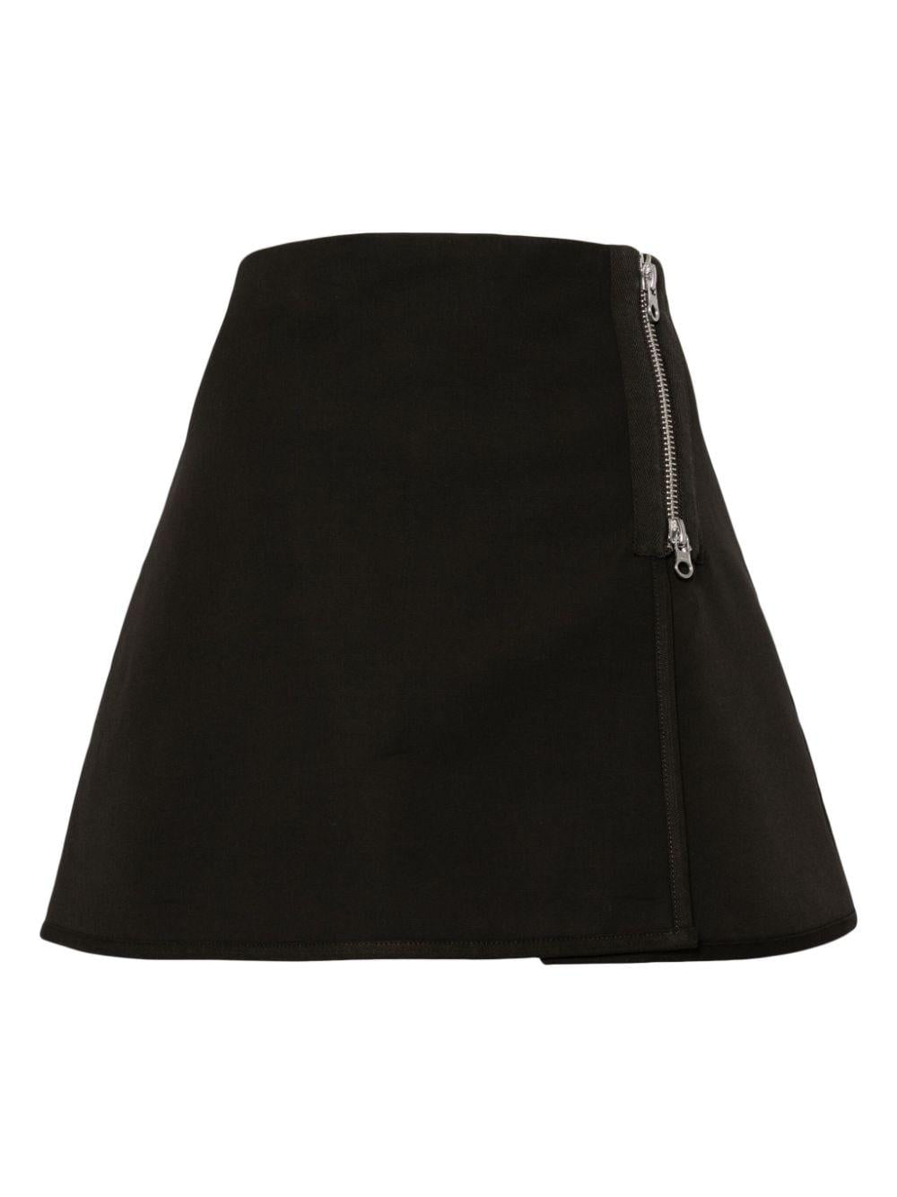 Minigonna con zip modular in marrone - donna 