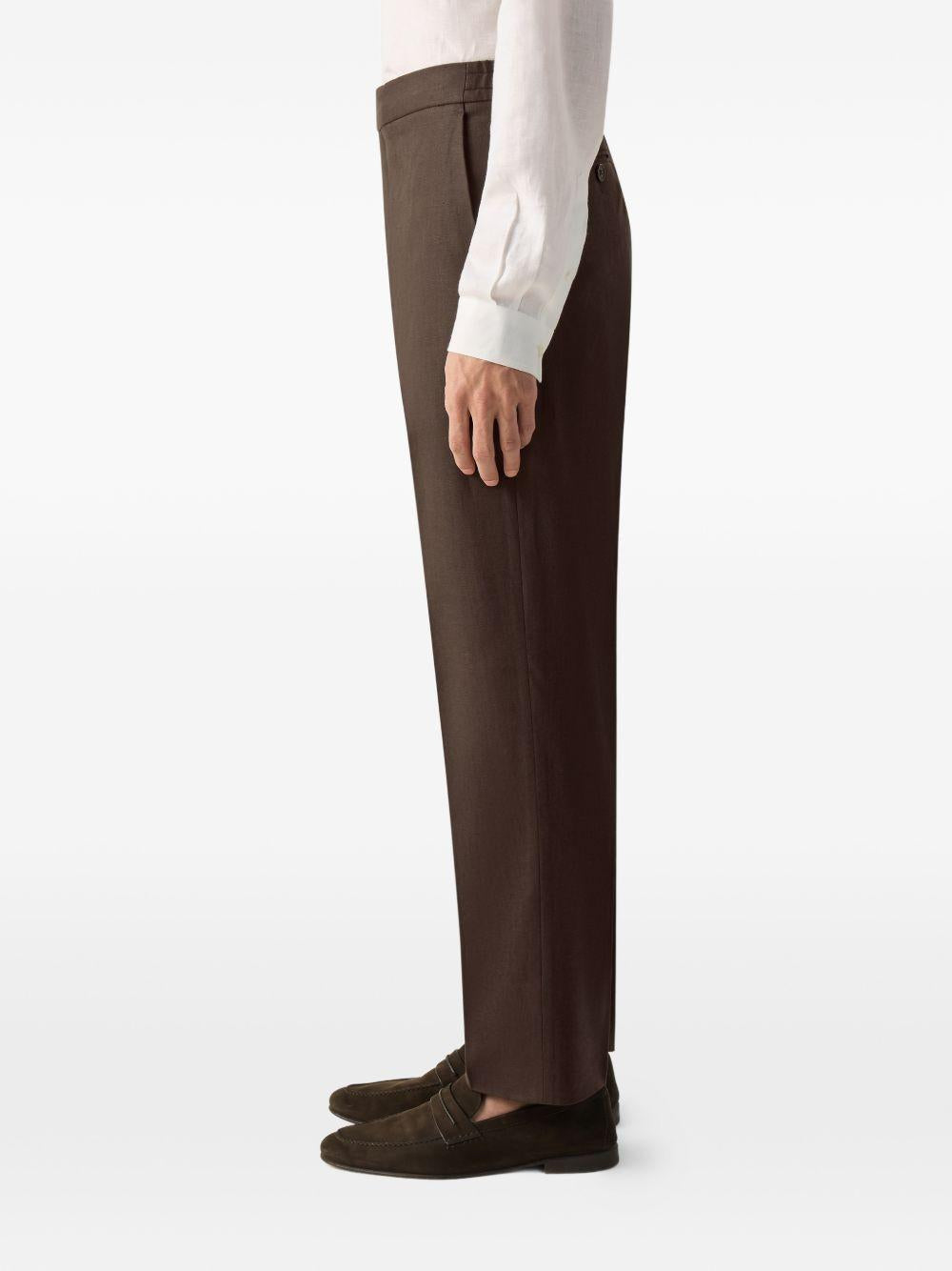 Pantaloni con elastico e bottoni in marrone Zegna - uomo 