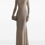 Abito lungo in jersey  a collo alto in beige Mugler - donna 