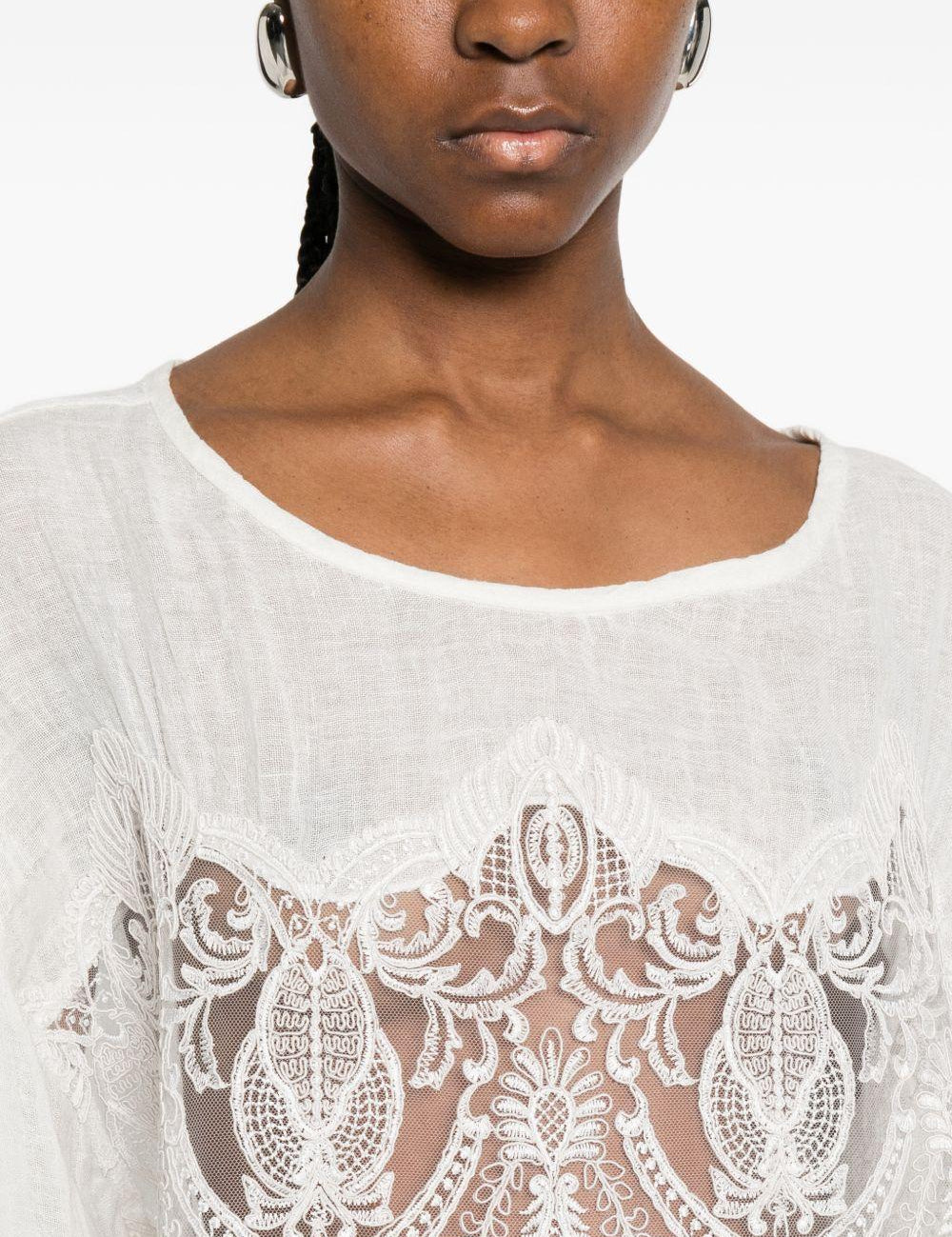 Top con inserti in pizzo in bianco Maurizio - donna 