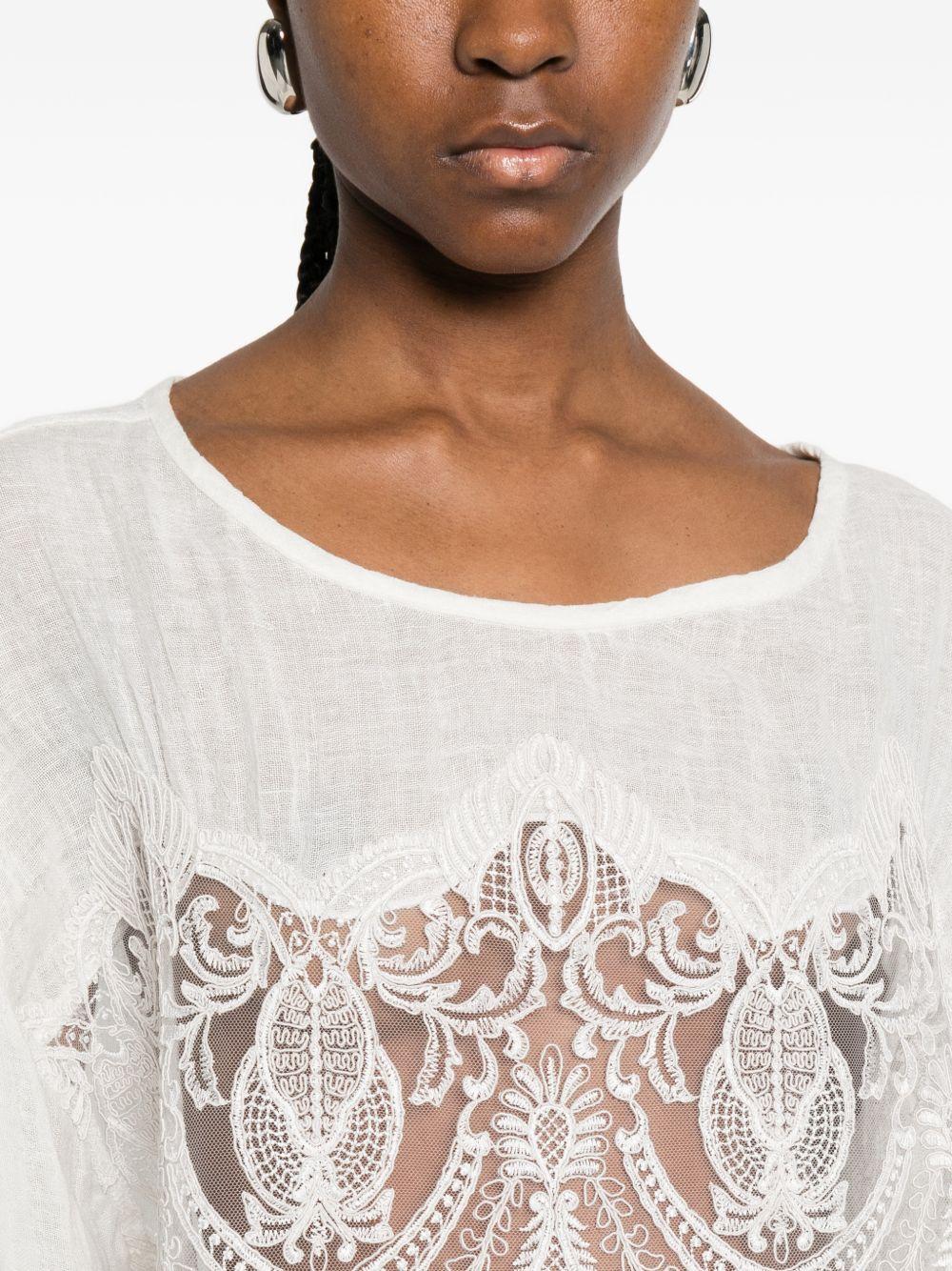 Top con inserti in pizzo in bianco Maurizio - donna 