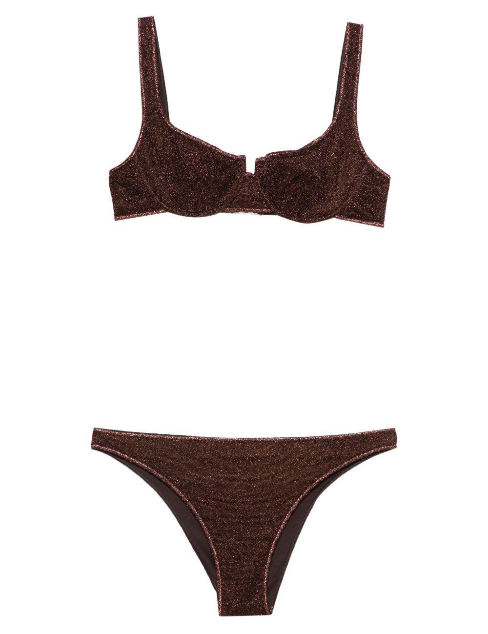 Bikini con glitter in marrone Oséree - donna 