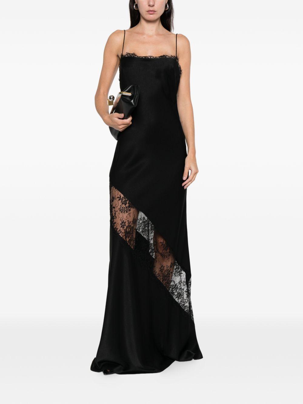 Abito in raso con finiture in pizzo in nero Alex perry - donna 