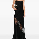 Abito in raso con finiture in pizzo in nero Alex perry - donna 