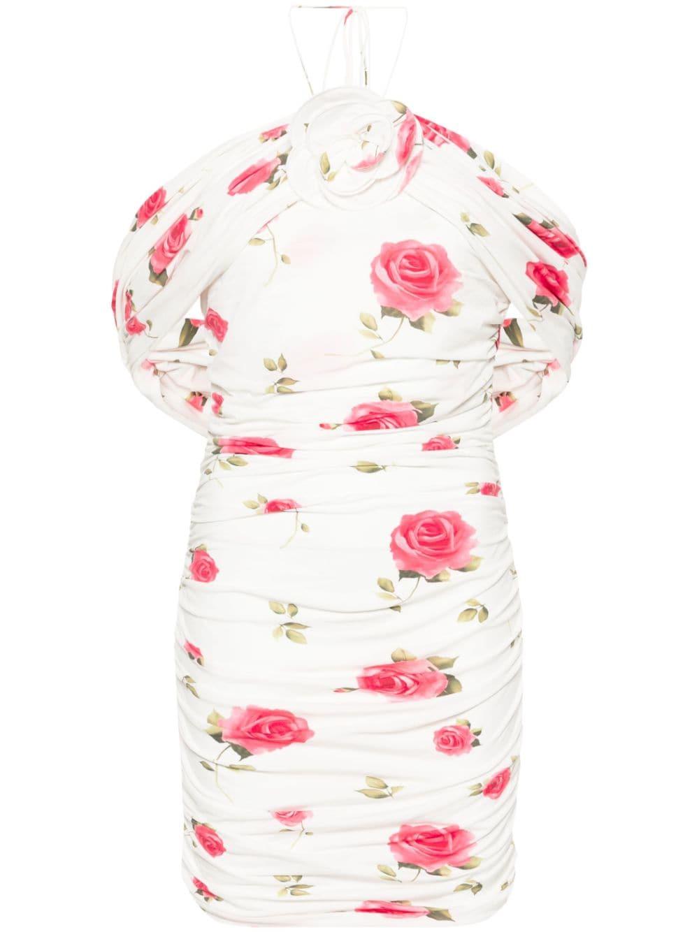 Mini abito con stampa floreale in bianco - donna 