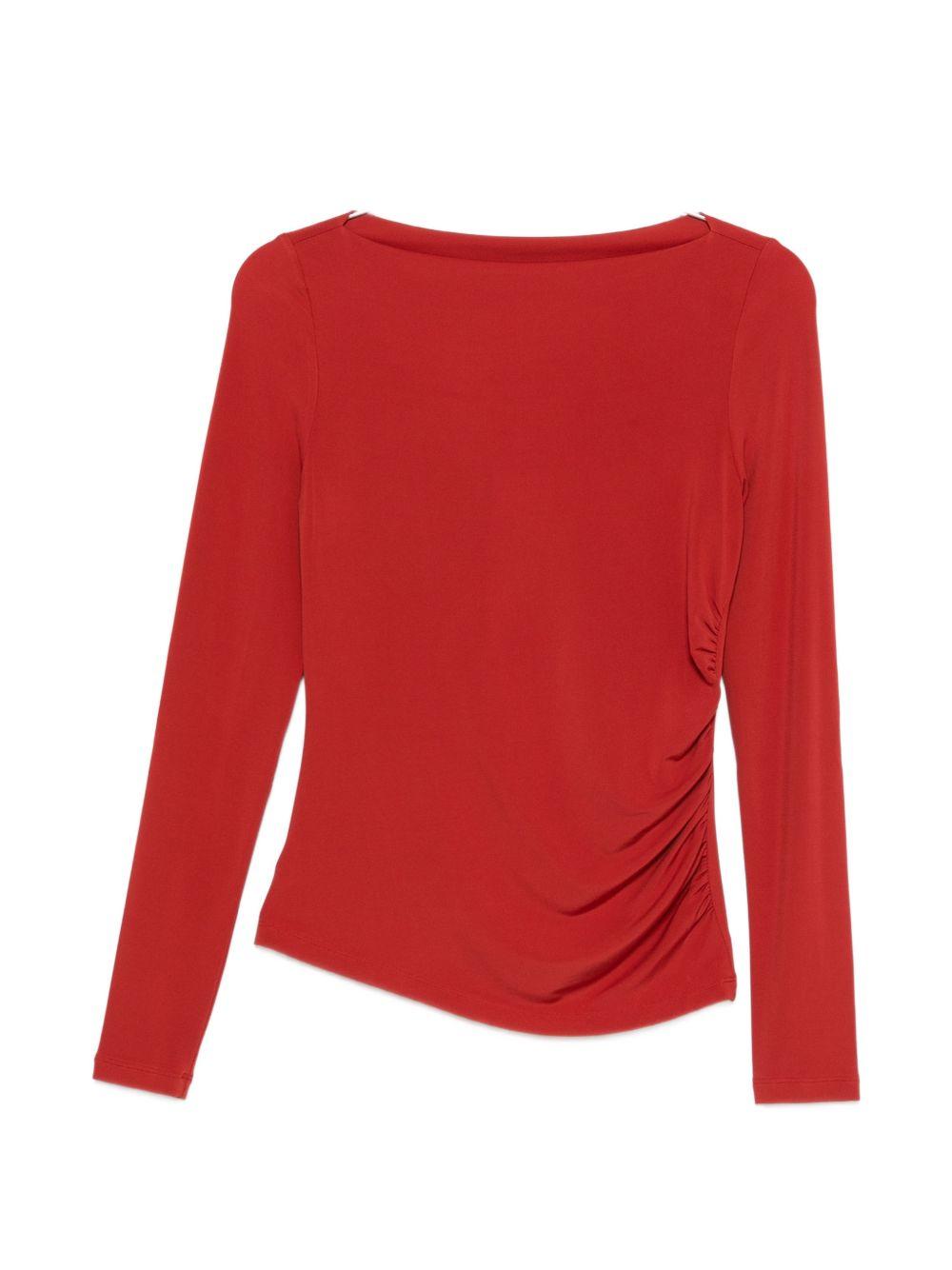 T-shirt a maniche lunghe arricciate in rosso Maxmara - donna 