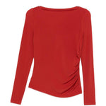 T-shirt a maniche lunghe arricciate in rosso Maxmara - donna 