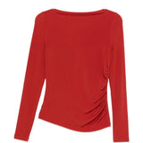 T-shirt a maniche lunghe arricciate in rosso Maxmara - donna 