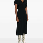 Abito midi Edith con scollo a V in nero Victoria Beckham - donna 