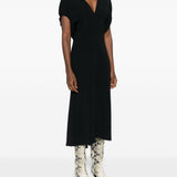 Abito midi Edith con scollo a V in nero Victoria Beckham - donna 