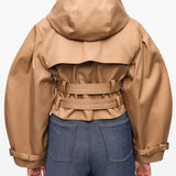 Giacca cropped con cappuccio in marrone Ganni - donna 