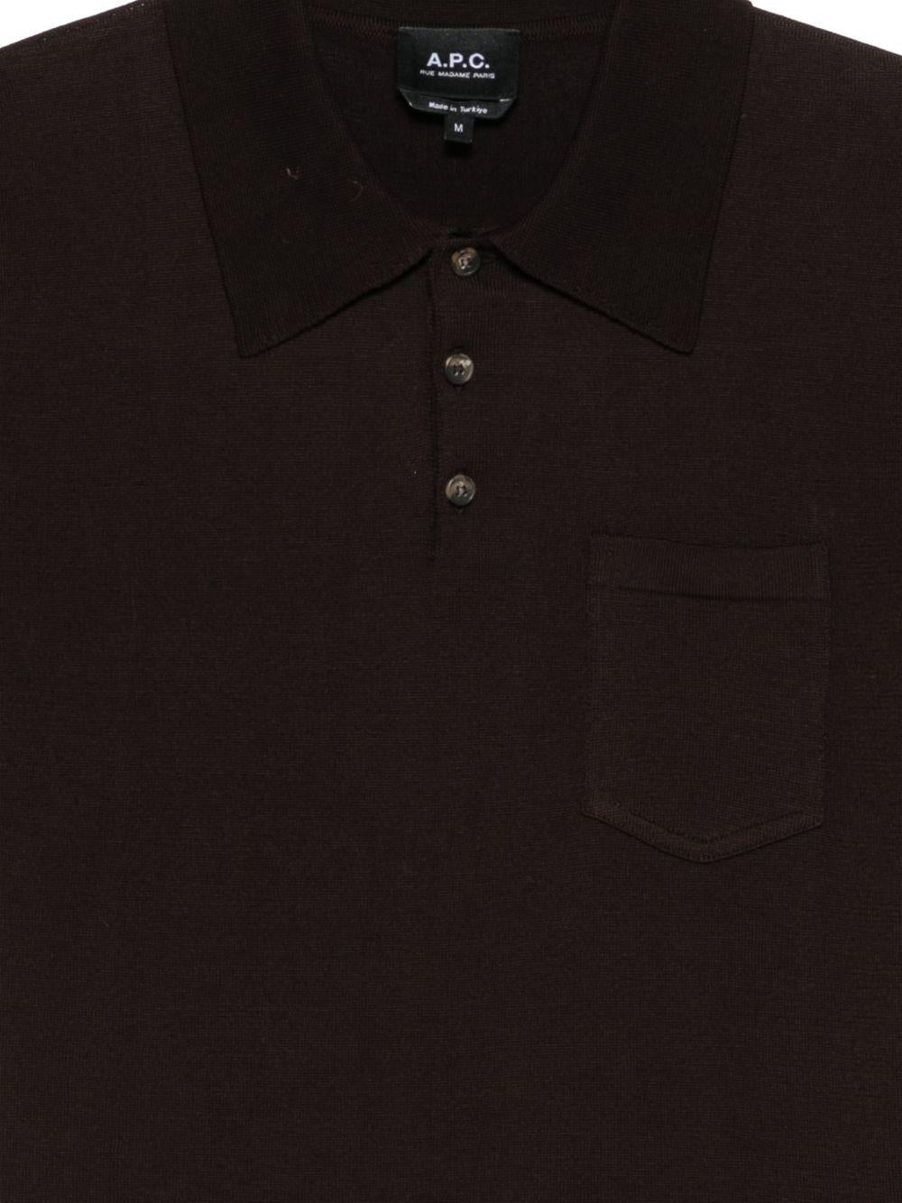 Polo con tasca sul petto in marrone A.P.C. - uomo 