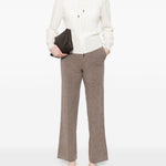 Pantaloni a gamba larga in maglia in marrone Gotha - donna 
