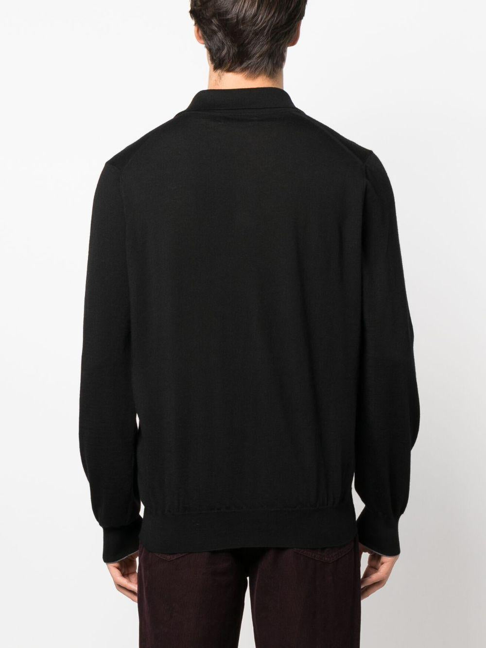 Polo a maniche lunghe in nero Brunello cucinelli - uomo 