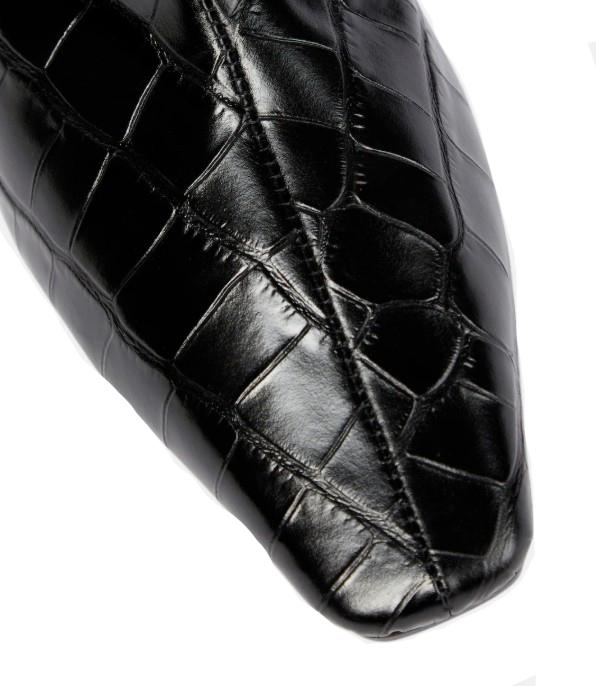 Stivali a gamba larga con effetto pelle di coccodrillo in nero Toteme - donna 