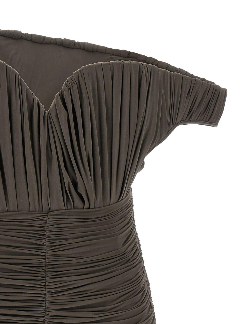Mini abito monospalla drappeggiato in marrone Magda butrym - donna 