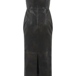 Abito senza spalline in pelle in marrone Alex perry - donna 