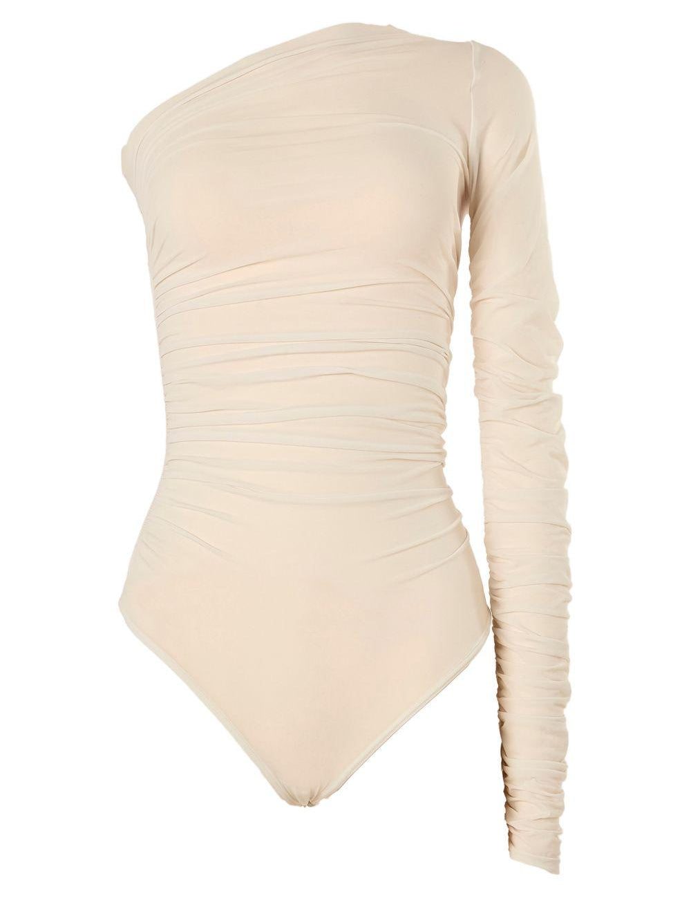 Body semi trasparente in crema Wolford - donna 