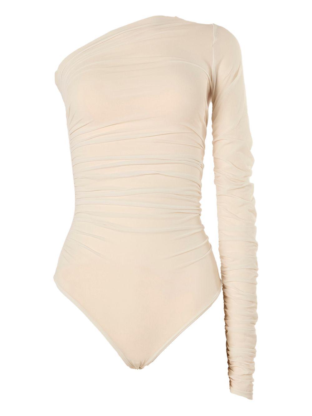 Body semi trasparente in crema Wolford - donna 