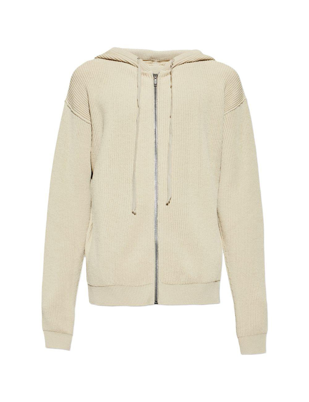 Felpa con zip in beige Rick owens - uomo 