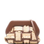 Clutch bios piccola con inserti in rafia in marrone e beige Themoirè - donna 