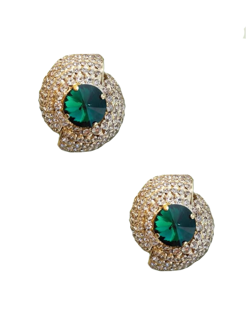 Oreechini con strass in verde e oro Rowen Rose - donna 