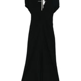 Abito midi Edith con scollo a V in nero Victoria Beckham - donna 