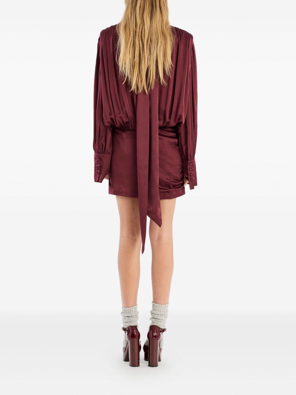 Abito mini con finitura satinata in bordeaux Rotate - donna 
