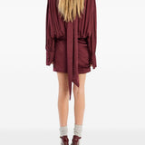Abito mini con finitura satinata in bordeaux Rotate - donna 